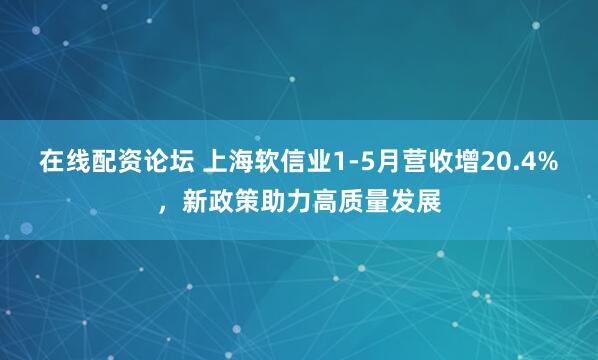 在线配资论坛 上海软信业1-5月营收增20.4%，新政策助力高质量发展